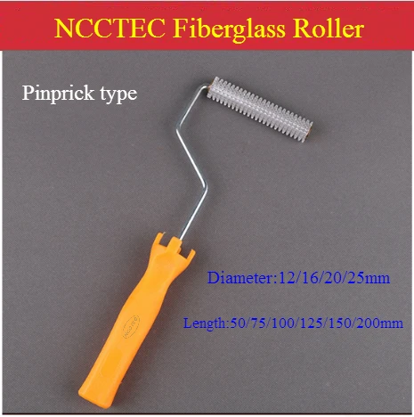 [Pinprick Type] Length 50 75 100 125 150 200mm Fiberglass Laminating Aluminum Roller Diameter 12 16 20 25mm | Resin Bubble GRP