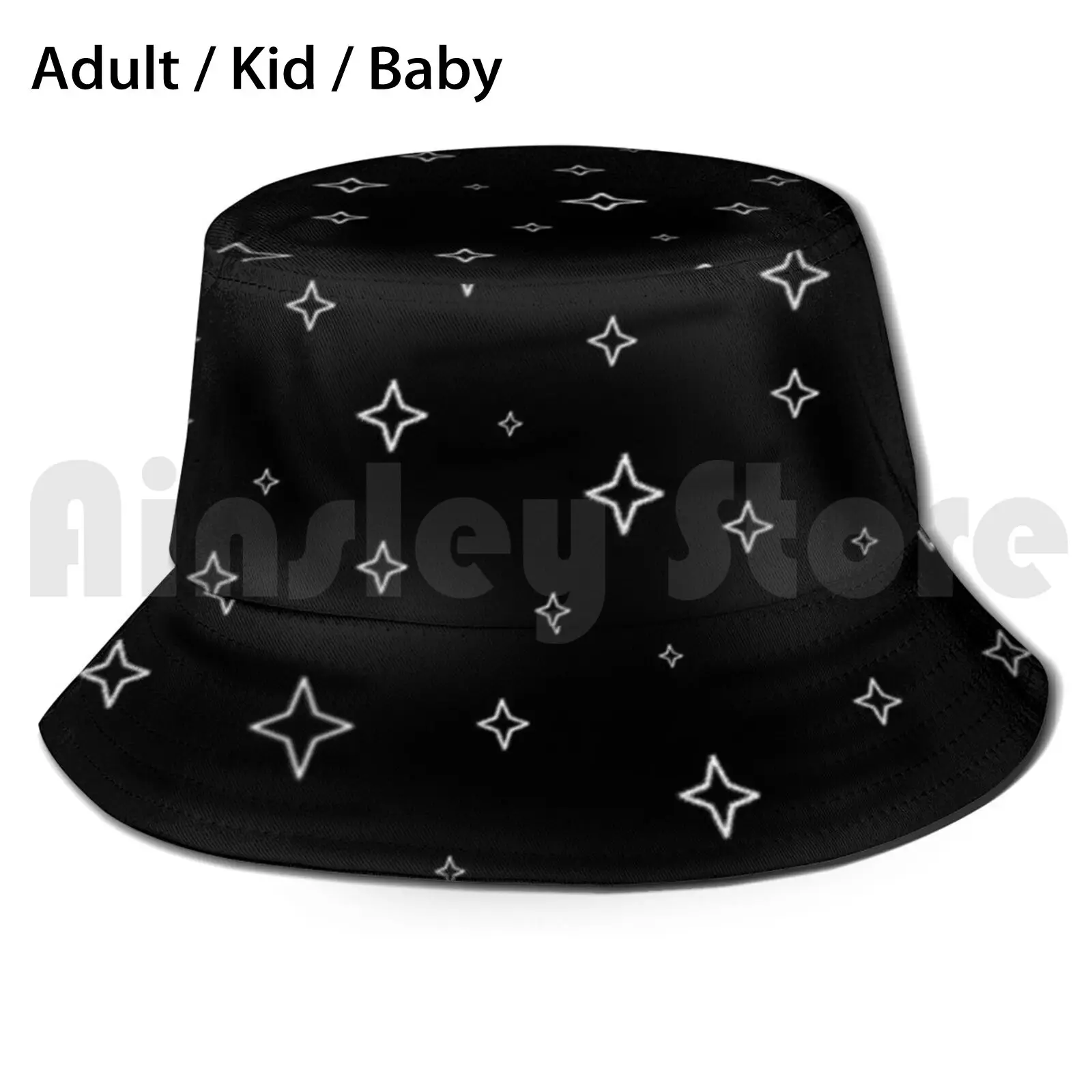 The Stars Sun Hat Foldable UV Protection Night Popular Trending Black White Stars Glow In The Dark Pattern