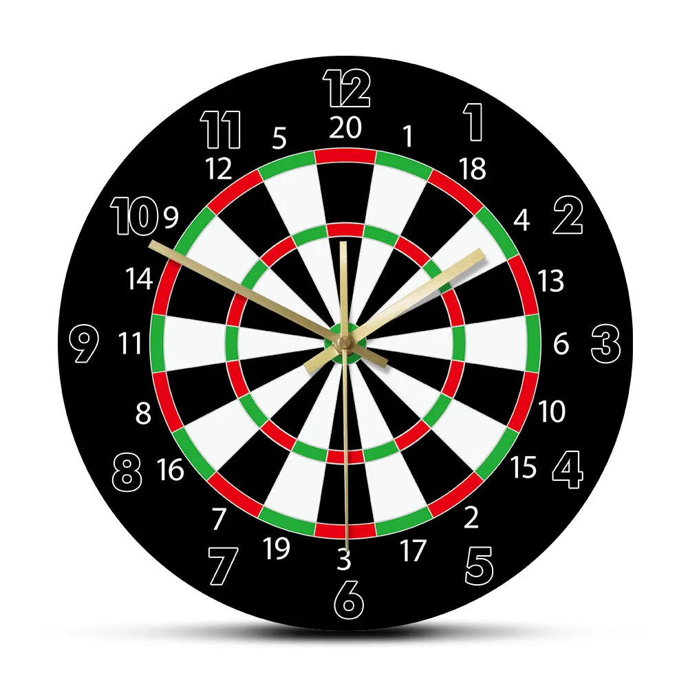 Modern Design Darts Board Printed Wall Clock Bar Darts Game Night Club Game Room Decoration Arrow Target Aim Game Bullseye Watch