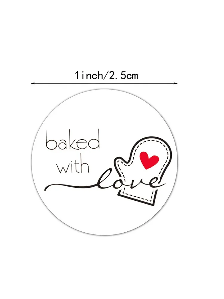 1 inch Round Natural Kraft Baked with Love Stickers cute stickers for seal labels handmade sticker