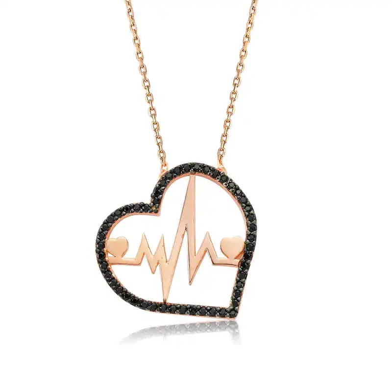 Heart Rhythm Women's Necklace 925 Sterling Fine Jewelry Wedding Party Birthday Gift - Box - Pendant - Chain Choker - Female - Ladies - Fashion