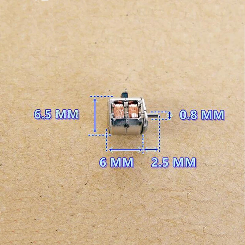 Motor paso a paso de tiro recto, diámetro ultra pequeño, 6,5 MM, alto 6MM, 2 fases, 4 cables