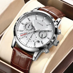 LIGE-Montre à quartz en cuir pour homme, horloge de sport, militaire, étanche, date, marque supérieure, mode 2023