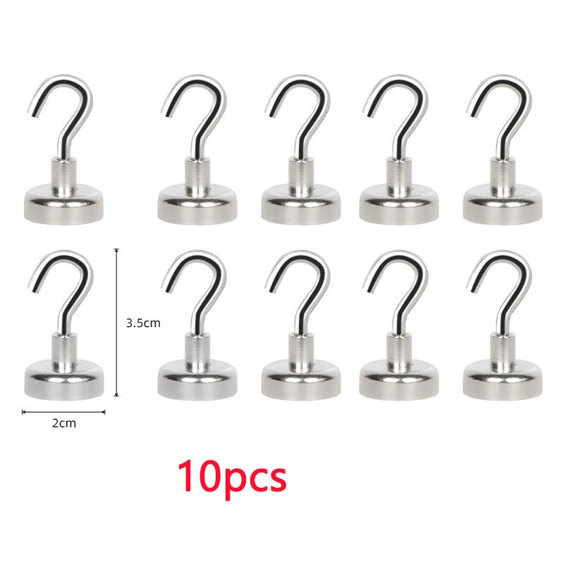 4/6/10PCS Powerful Magnetic Hook D16 D20 D25 Wall-mounted Hanger Hook Heavy Magnet Hook Kitchen Wardrobe Household Storage Tools