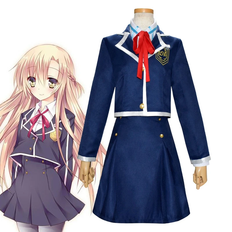 

Sword Art Online SAO Yuuki Asuna School Uniform Coat Shirt Skirt Anime Outfit Customize Cosplay Costumes