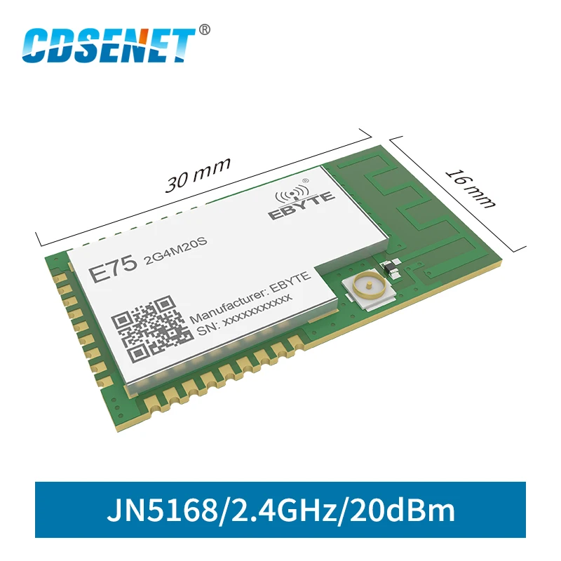 CDSENET JN5168 2.4Ghz 20dbm 1km Range 256 KB Flash 3.3V PCB SPI ZigBee Module E75-2G4M20S