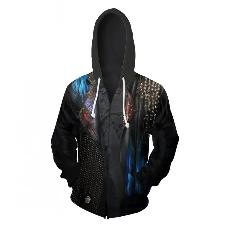 Hip Hop Afstammelingen 3 Cosplay 3D Print Hoodie Hades Hooded Mannen Vrouwen Sweatshirt Rits Capuchon Jassen Kostuum