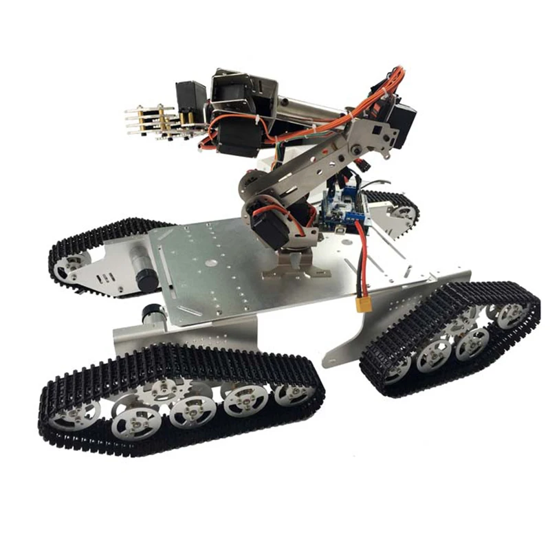 Wireless Wifi Control Full Metal 7DOF Robot Arm With Gripper + Large 4WD T900 Smart Crawler RC Tank Chassis Kit DIY For Arduino