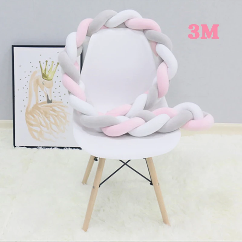 

3M Baby Bumper Bed Braid Knot Pillow Cushion Bumper for Infant cuna Bebe lit Crib Protector Cot Bumper Room Decor