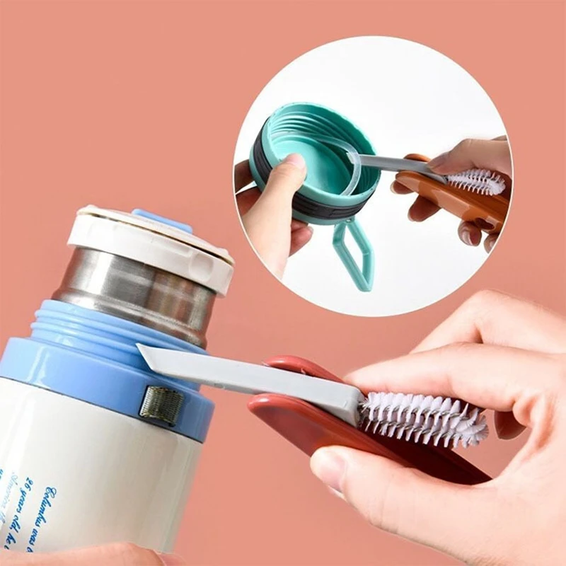 3 in 1 Cleaning Cup Brushes Multipurpose Cup Lid Groove Gaps Cleaning Brush Bottle Milk Cup Brush Creative Cleaning Tools