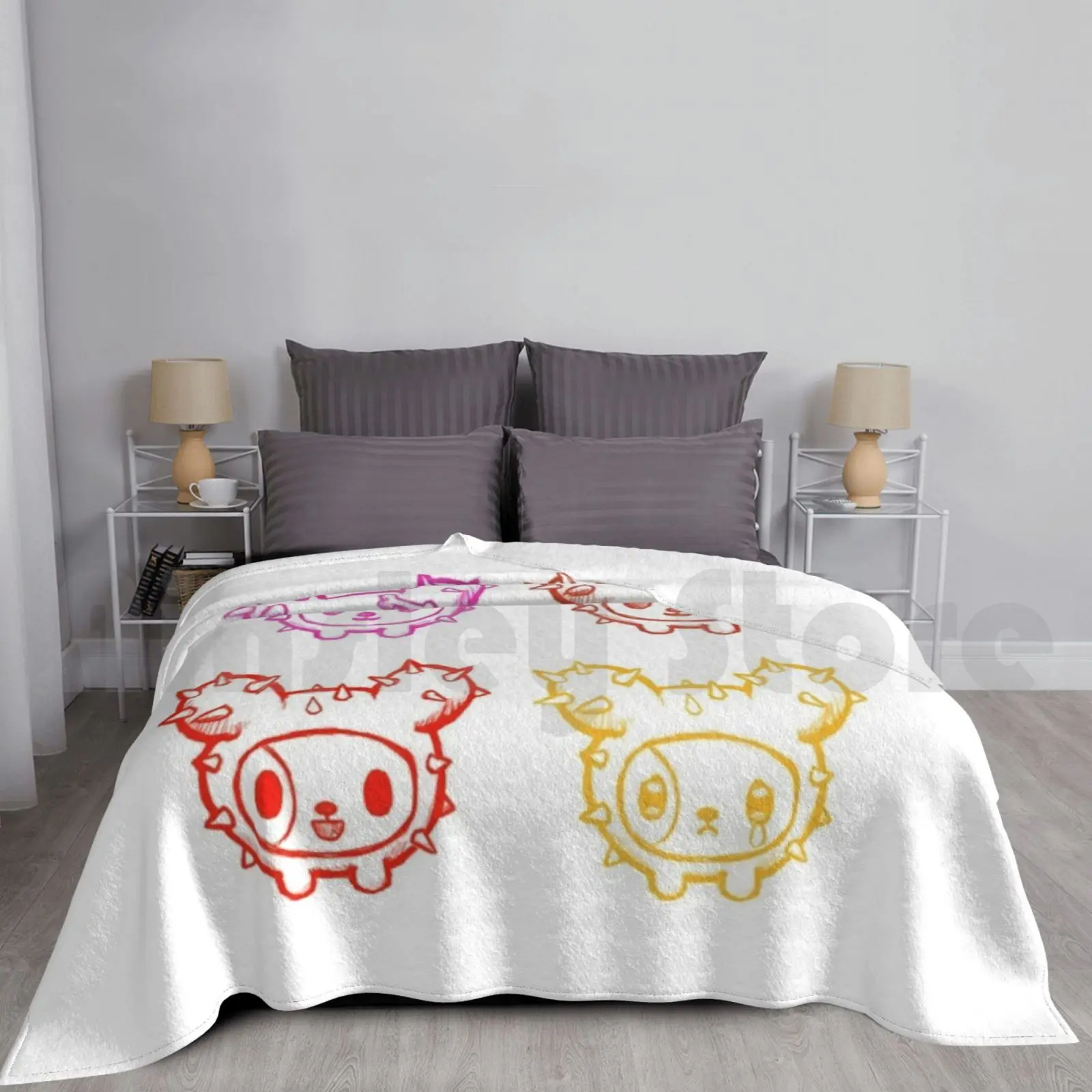 Cute Sketch Blanket Fashion Custom Cute Girls Dogs Cactus Cactus Pups Mascot Puppy Sketches Skechy Kids