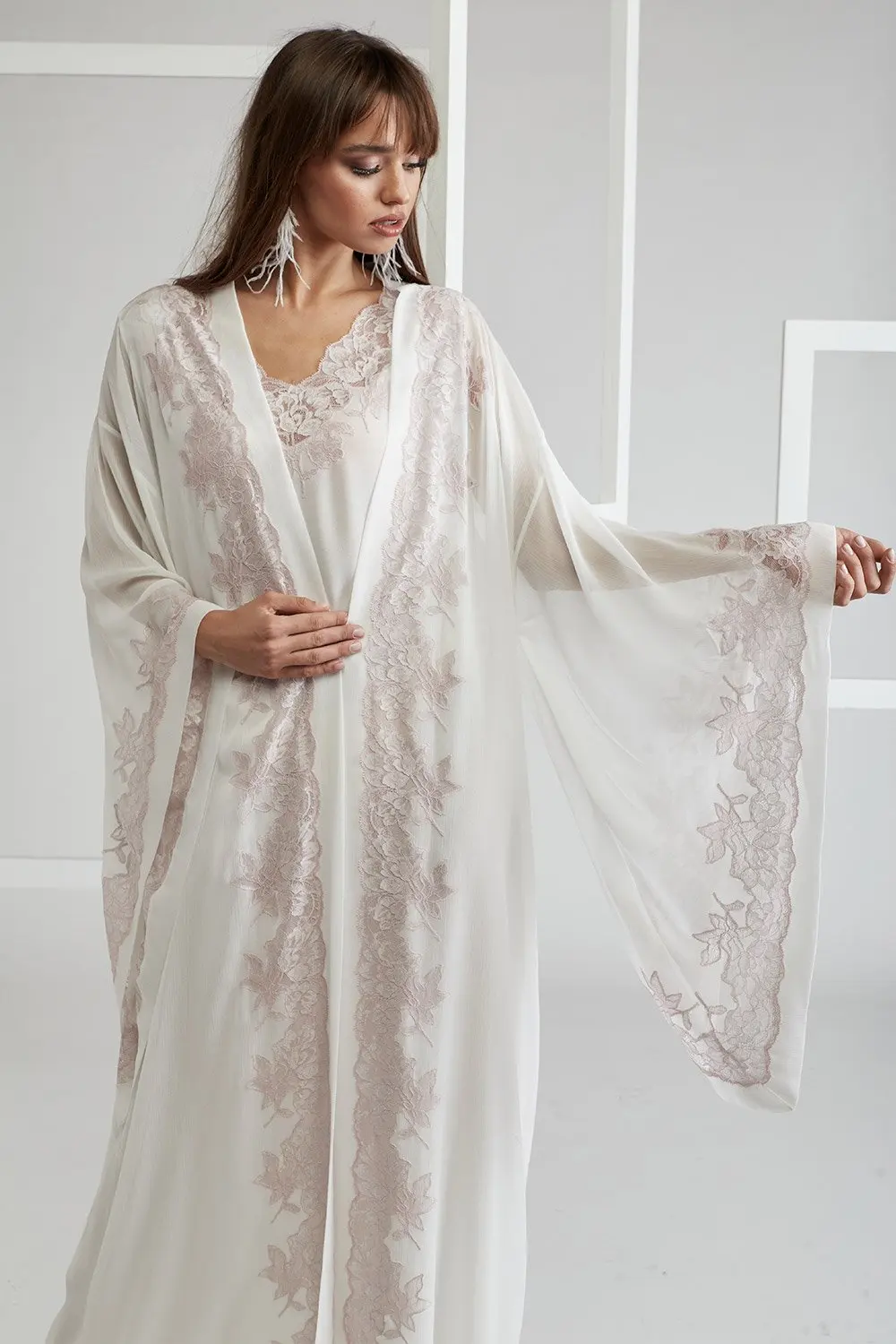 New Bridal Wraps Maternity Robes Custom Made Lace Appliques 2 Pieces Suits Women Photo Shoot Beach Birthday Party Bathrobe