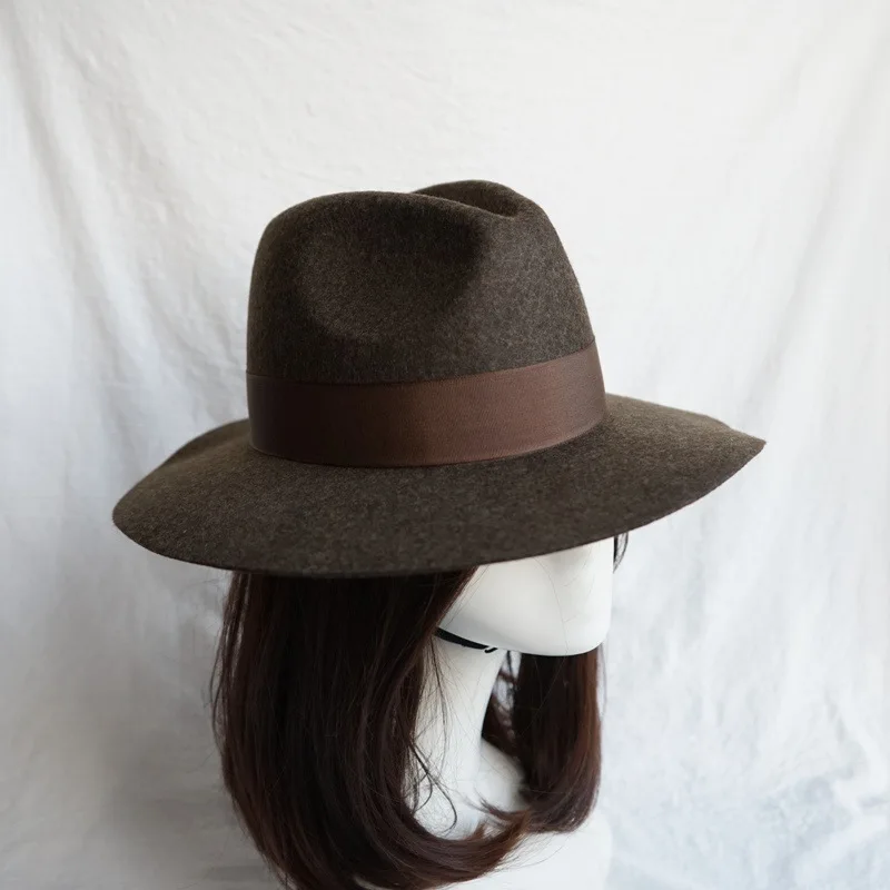 Korean Fashion Brown Panama Jazz Wool Hats For Men Women Caps Fall Winter British High-quality Retro Felt Hat Designer Style