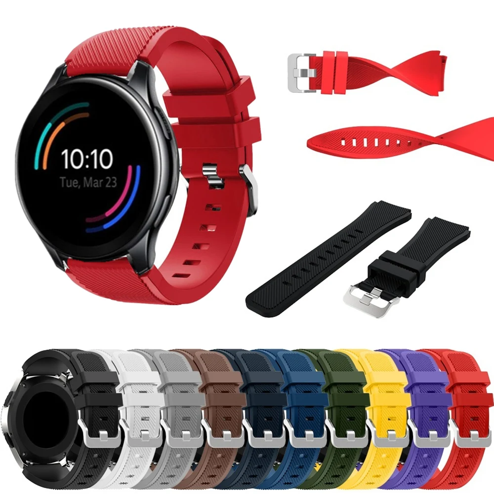 

Силиконовый ремешок 22 мм для часов OnePlus, спортивный браслет 46 мм для Ticwatch Pro 3 GTX E2 S2, ремешки для умных часов, водонепроницаемые аксессуары