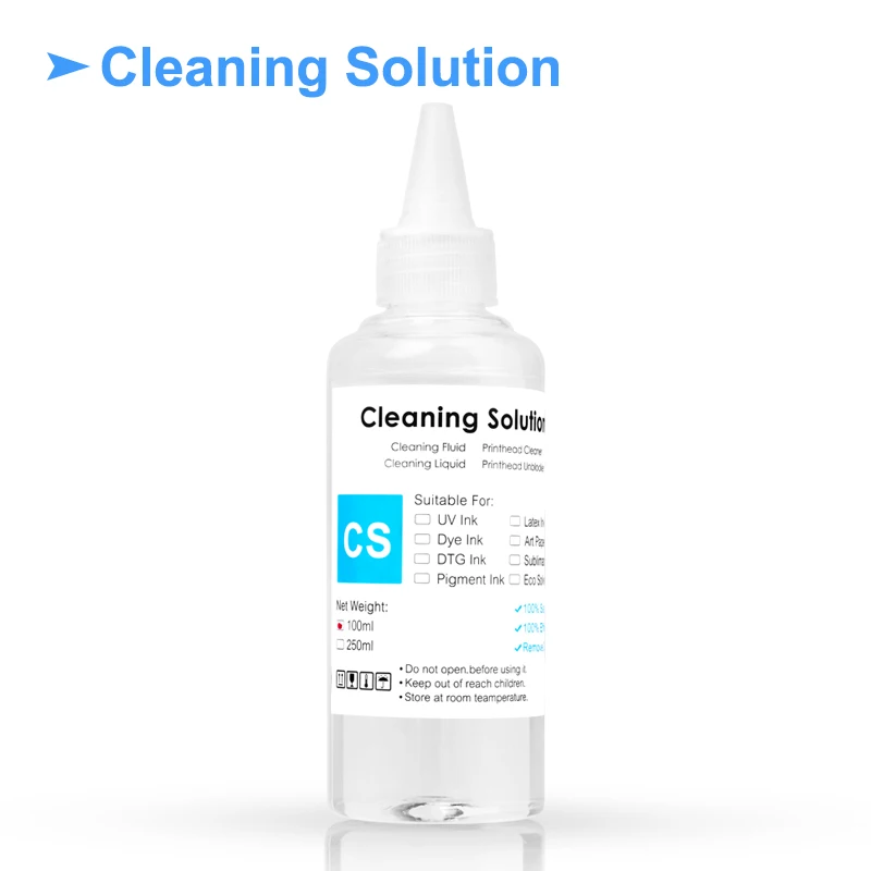 100ML Cleaning Solution Liquid Water-based Ink Printhead Cleaner Dye/Pigment/Sublimation Ink For Epson/HP/Canon/Brother Printer