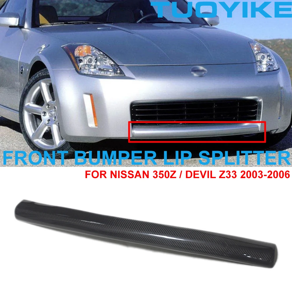 Car Styling Real Dry Carbon Fiber Front Lip Bumper Splitter Spoiler Trim Cover Adds Sticker For Nissan 350Z Devil Z33 2003-2006