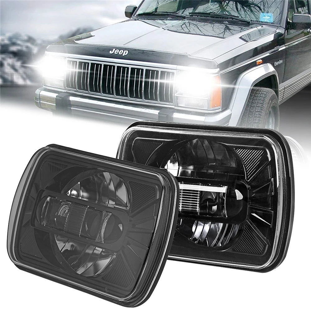 

5''x7'' 6''x7'' Inch Led Headlight,High Low Beam For Jeep Wrangler YJ Cherokee XJ H5054 H6054LL 69822 6052 6053 Square Headlamp