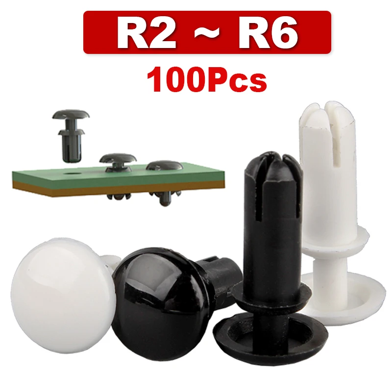 Black White Nylon Plastic R-Type Expansion Rivet Clamp Screw Nut,PC Board Fixing Buckle Heat resistant   2/2.7/3.1/3.6/4.1/5.1