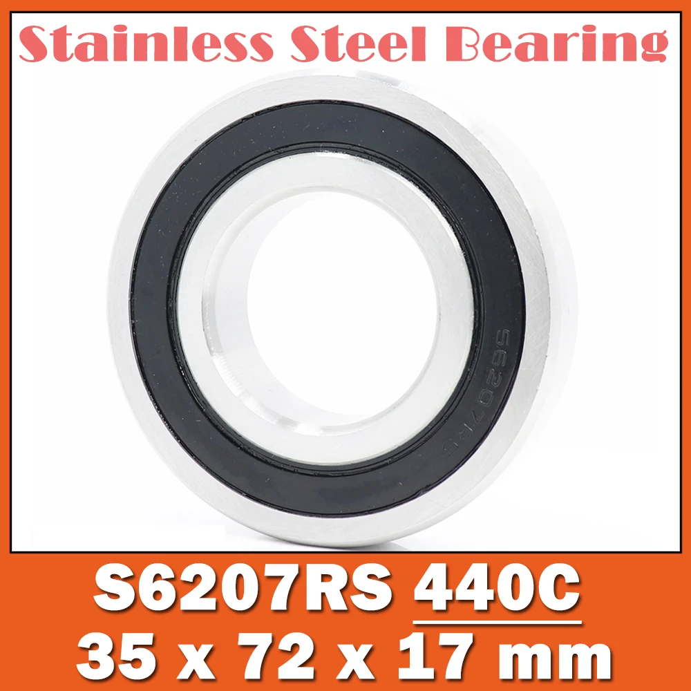 S6207RS Bearing 35*72*17 mm ( 2 PCS ) ABEC-3 440C Stainless Steel S 6207RS Ball Bearings 6207 Stainless Steel Ball Bearing