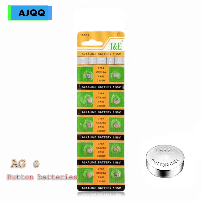 120PCS AG0 Alkaline 1.5V Button Battery LR521 LR63 sr521sw For Watch Toy Camera Battery