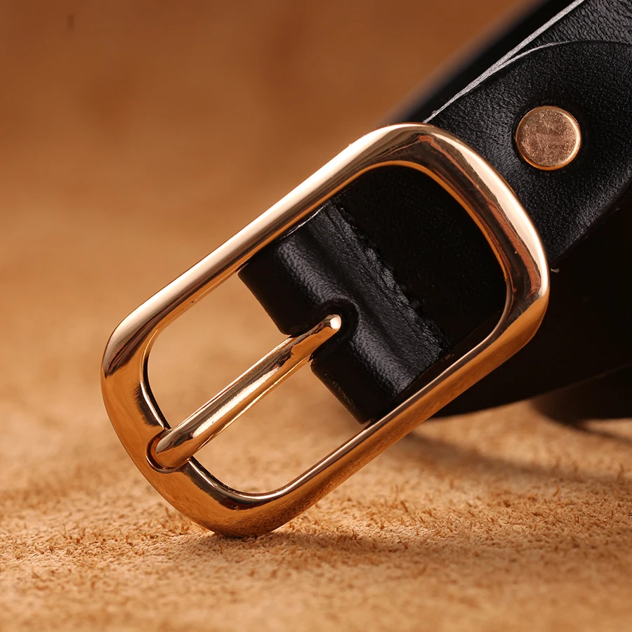 New Women Genuine leather belt for Female Strap casual Ladies golden buckle adjustable belt designer high quality brand