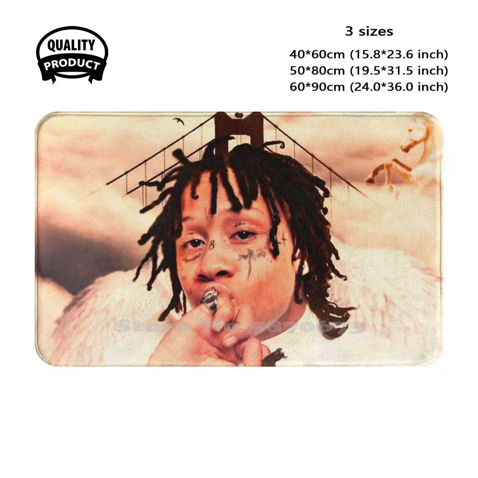 Pegasus Trippie Very Cheap Soft Cushion Home Carpet Door Mat Car Rug Rapper Hip Hop Portrait Handsome Song Sing Funny Black