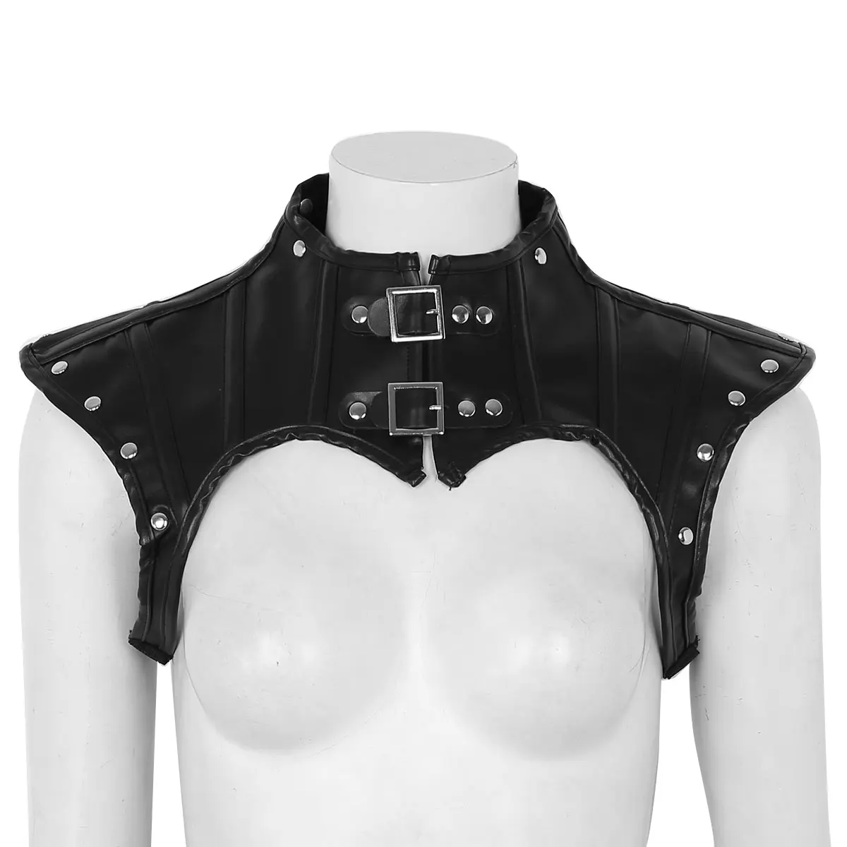 Women Latex Body Chest Harness Steampunk Gothic Cosplay Game Armor Outfit Sexy Corset Bustier Crop Tops Nightclub Rave Costume