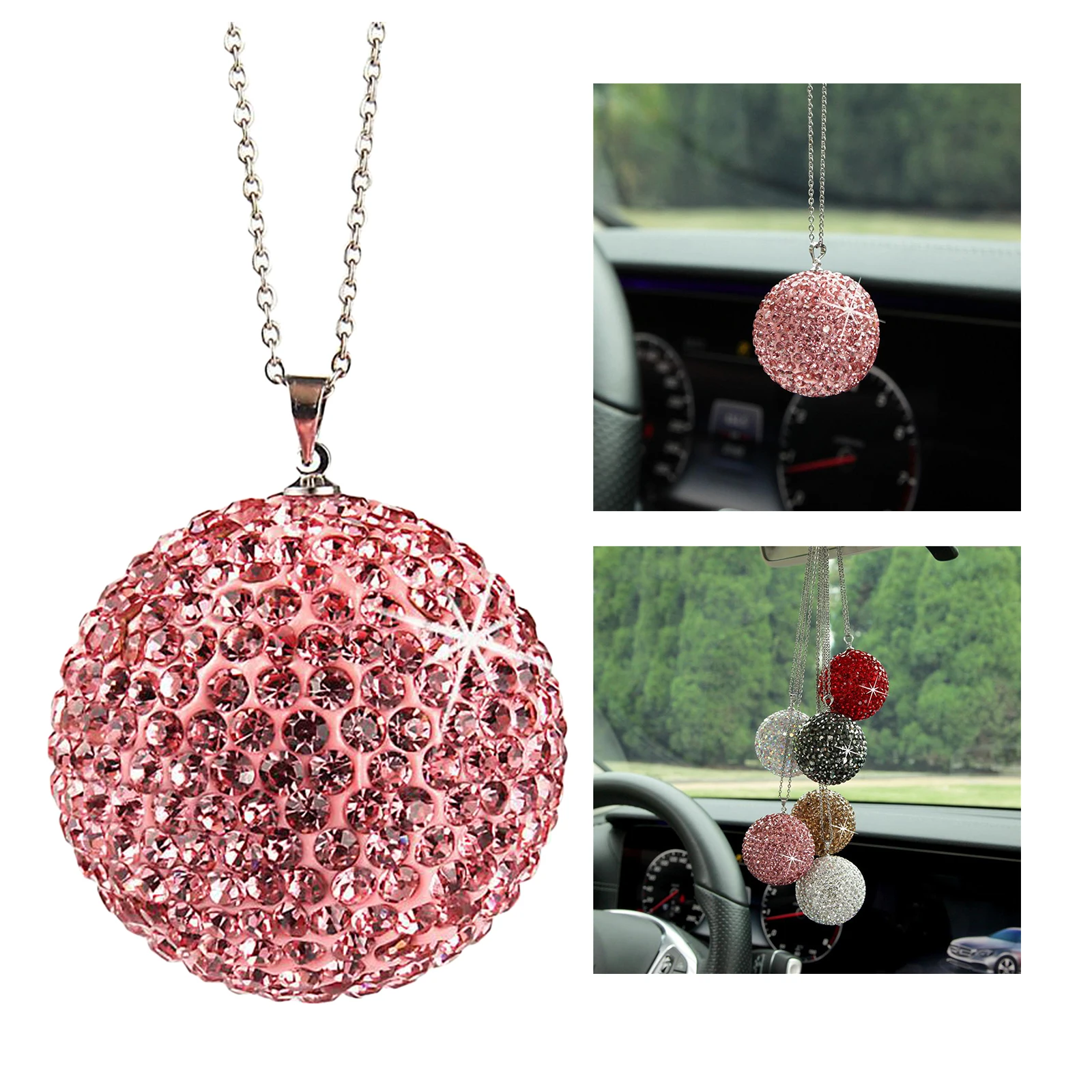 Disco Bling Bling Crystal Ball Cars Charms pendente per auto per specchietto retrovisore