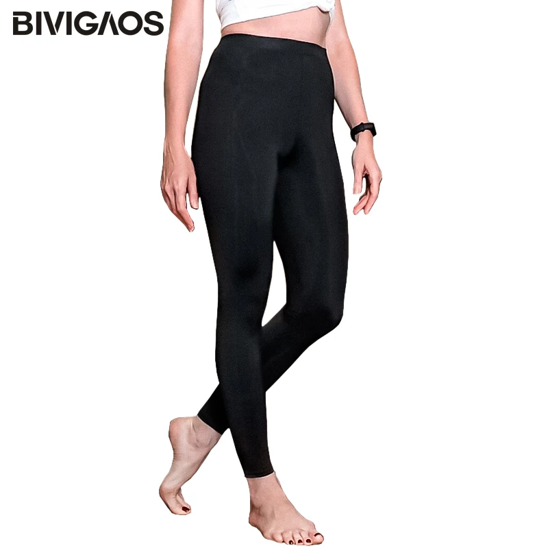 BIVIGAOS New Ice Silk Leggings Spring Summer Thin Sport Workout Leggings High Stretch Silky Black Slim Fitness Leggings Women