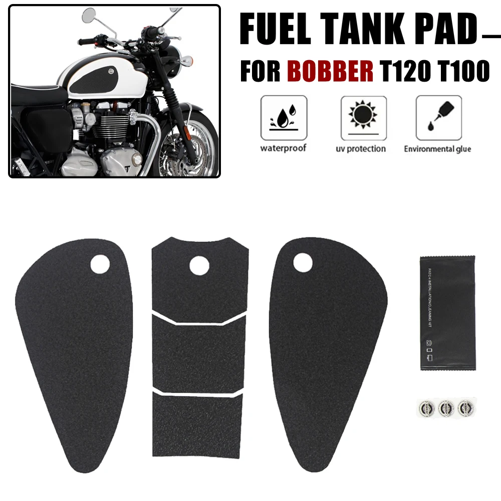 

Retro Motorcycle PVC Knee Grip Traction Pad Gas Protector Waterproof Sticker Oil Tank Side Decals Full Set For Bobber T120 T100