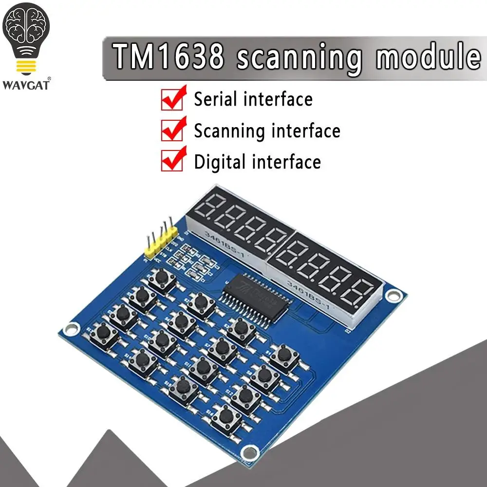 TM1638 Cyfrowy wyświetlacz LED 8-bitowa cyfrowa płytka lampowa 3-przewodowa 16 klawiszy 8-bitowy skanowanie klawiatury i moduł LED KEY dla Arduino