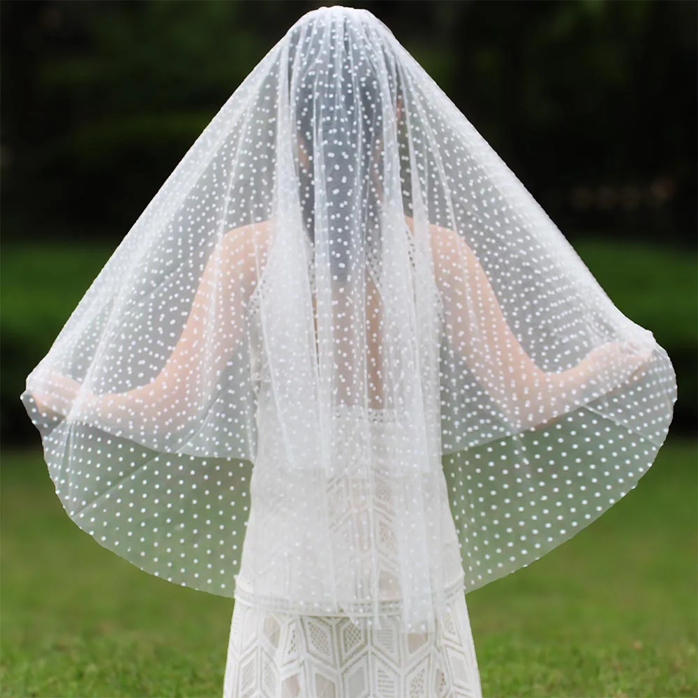 Echte Foto 2 Lagen Korte Bruiloft Sluier Met Dot Net Ivoor 2 T Bridal Veil Romantische Sluier Voor Bruid Bruiloft accessoires