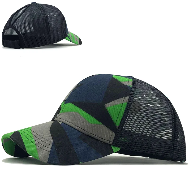 Ponytail Baseball Cap Women Messy Bun Baseball Hat Snapback Camouflage Mesh Cap Spring and Summer Camo Outdoor Hat