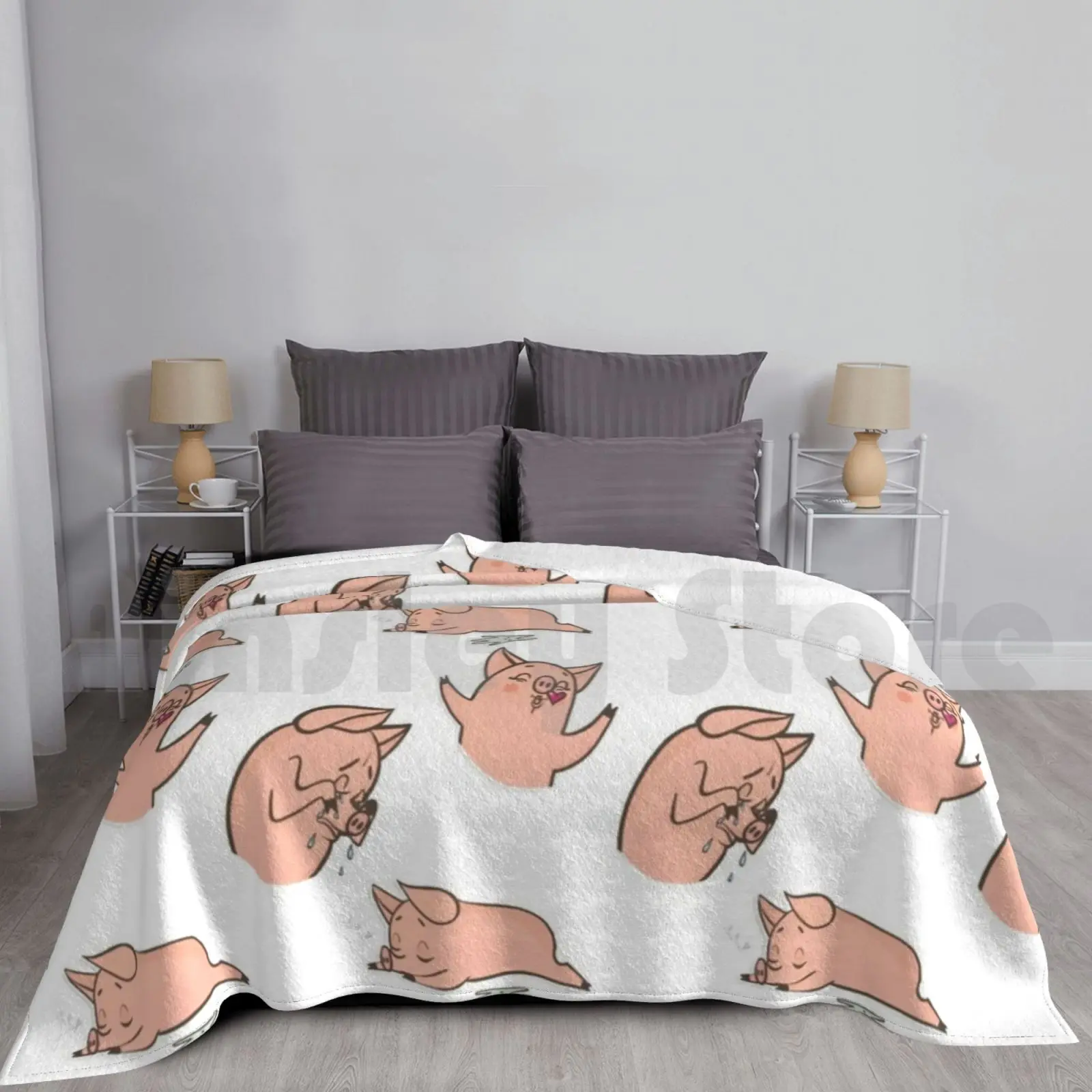 Copy Of Cute Piggie Crazy , Just For You Blanket Fashion Custom Cow Animals Moo Cute Humors Cow Pile