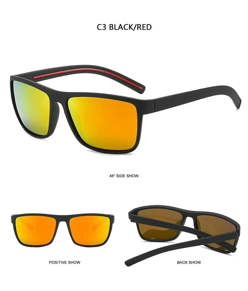 Klassische schwarze quadratische Sonnenbrille für Herren und Damen, Vintage-polarisierte Sonnenbrille für Herren, modisch, blau, zum Fahren, Reisen – Detail 10