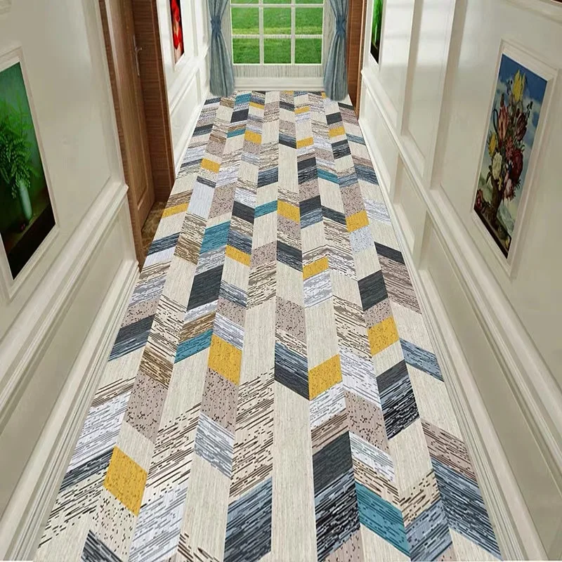 Geometric Home Stair Carpets Hotel Long Aisle Rug Entrance Hallway Corridor Runner Rug Anti-Slip Nordic Carpet Wedding Floor Mat