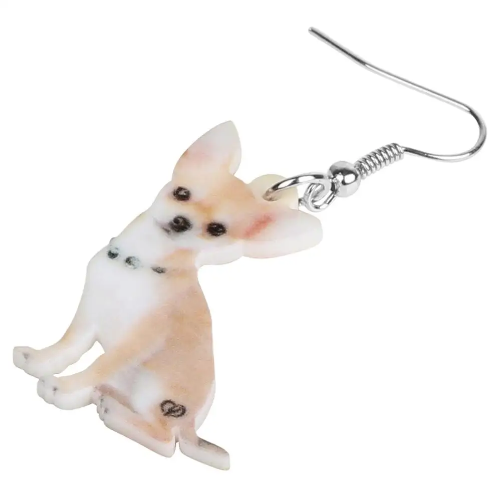 WEVENI Acrylic Chihuahua Dog Earrings Animal Drop Dangle Jewelry For Women Girls Teens Kids Trendy Charm Hot Sale Gift Accessory