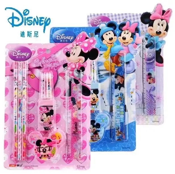 Imagem -02 - Disney Mickey e Minnie Papelaria Conjunto Bonito Kawaii Material Escolar Aberto Presente Dia Estudante 8-piece