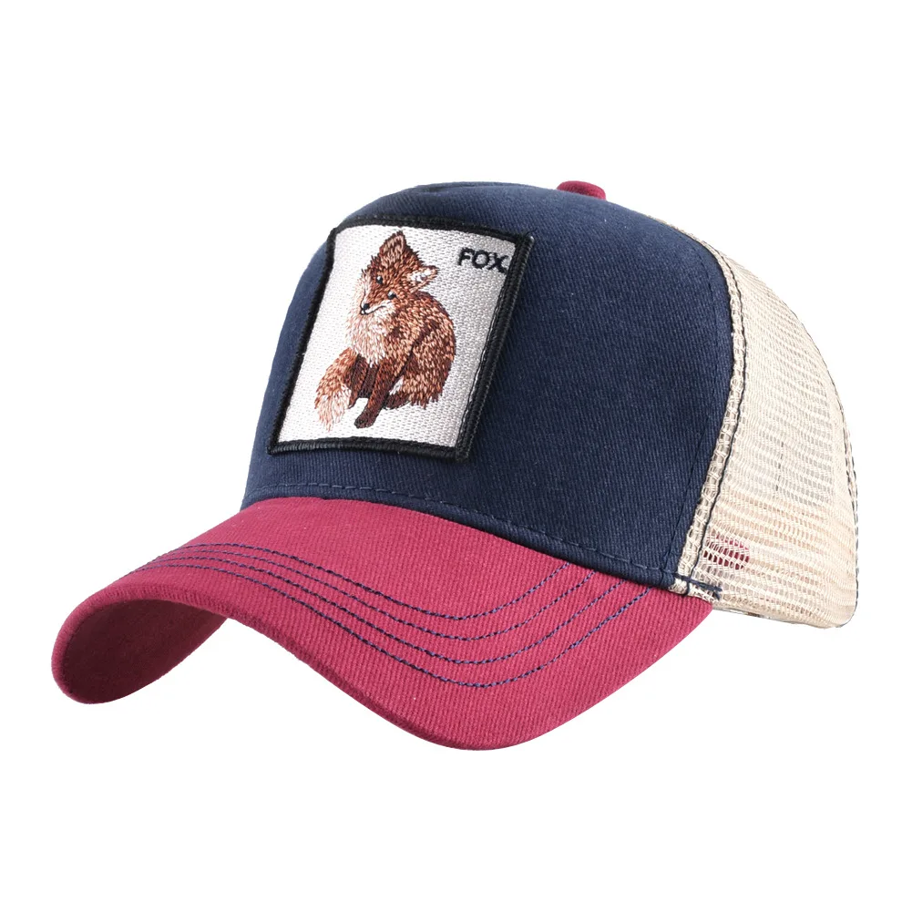 

Spring Summer Net Sun Visor Hat Women Men Breathable Mesh Baseball Cap Animal Fox Embroidered Snapback Caps Hip Hop Hats Bone