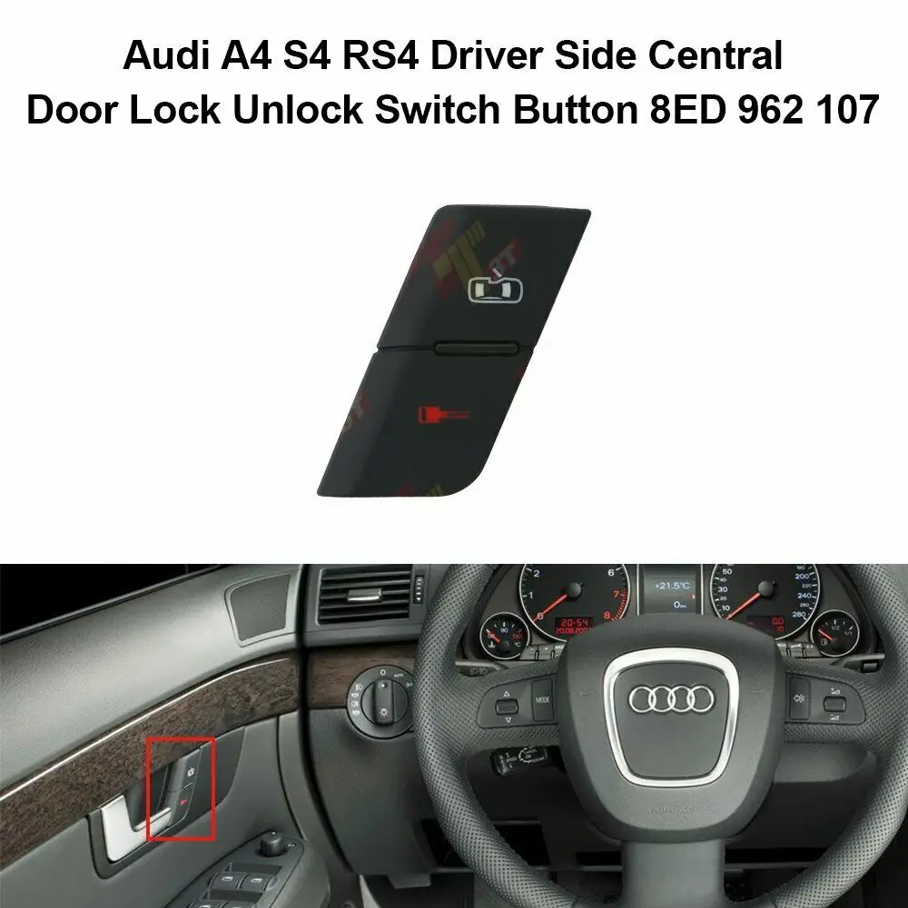 For Audi A4 S4 RS4 Driver Side Central Door Lock Unlock Switch Button 8ED962107