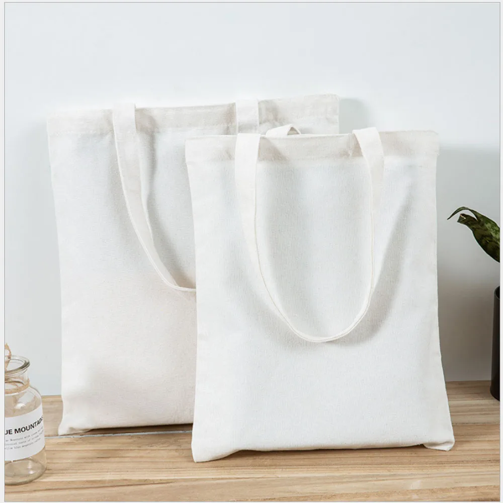 Canvas Cotton bag grocery handbag Foldable Fabric tote bag portable Storage organizer Shopping bag for woman Cloth organizer bag