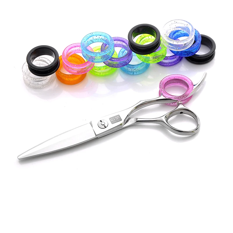 Crystal Silicone Rings For Hair Scissor Barber Use Professional Hairdressing Scissors Accessories Comfortable Rings Mix Colors