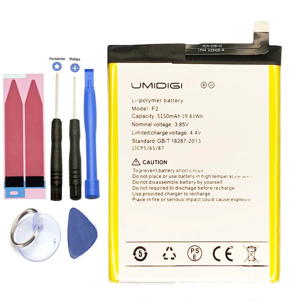 ISUNOO 3.85v 5150mah Mobile Phone Battery For umi umidigi F2 Battery With Tools