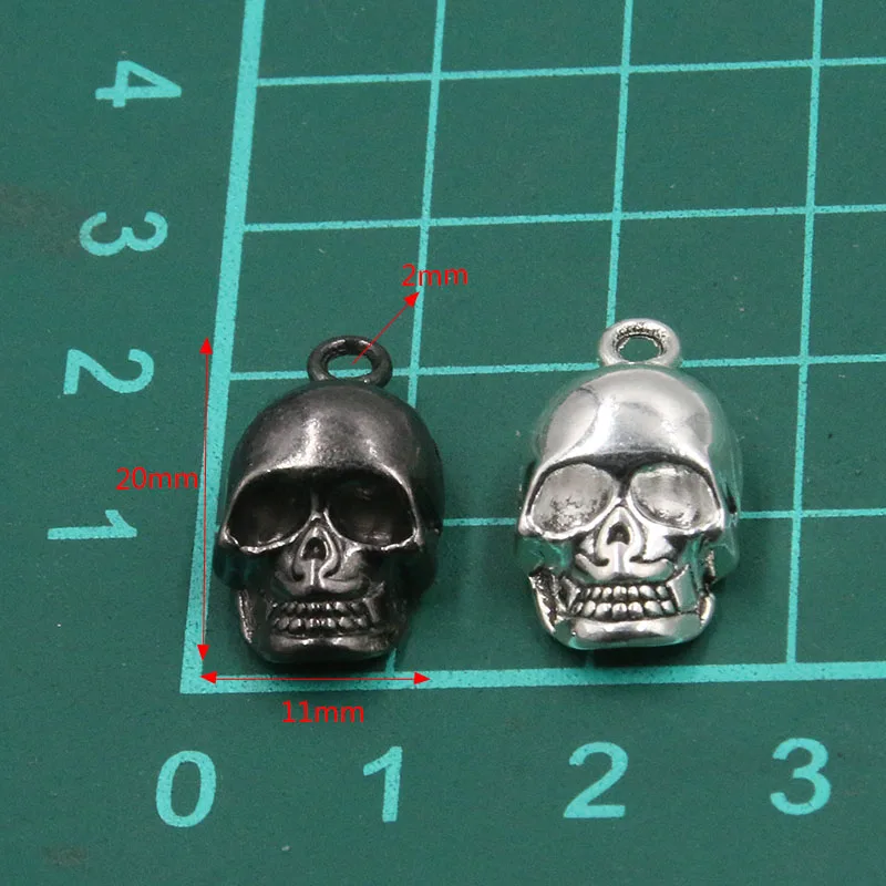 10Pcs 11*20mm 3 Color Skull Ghost Head Charms Halloween Pendants Handmade Decoration Vintage For DIY Jewelry Making Findings