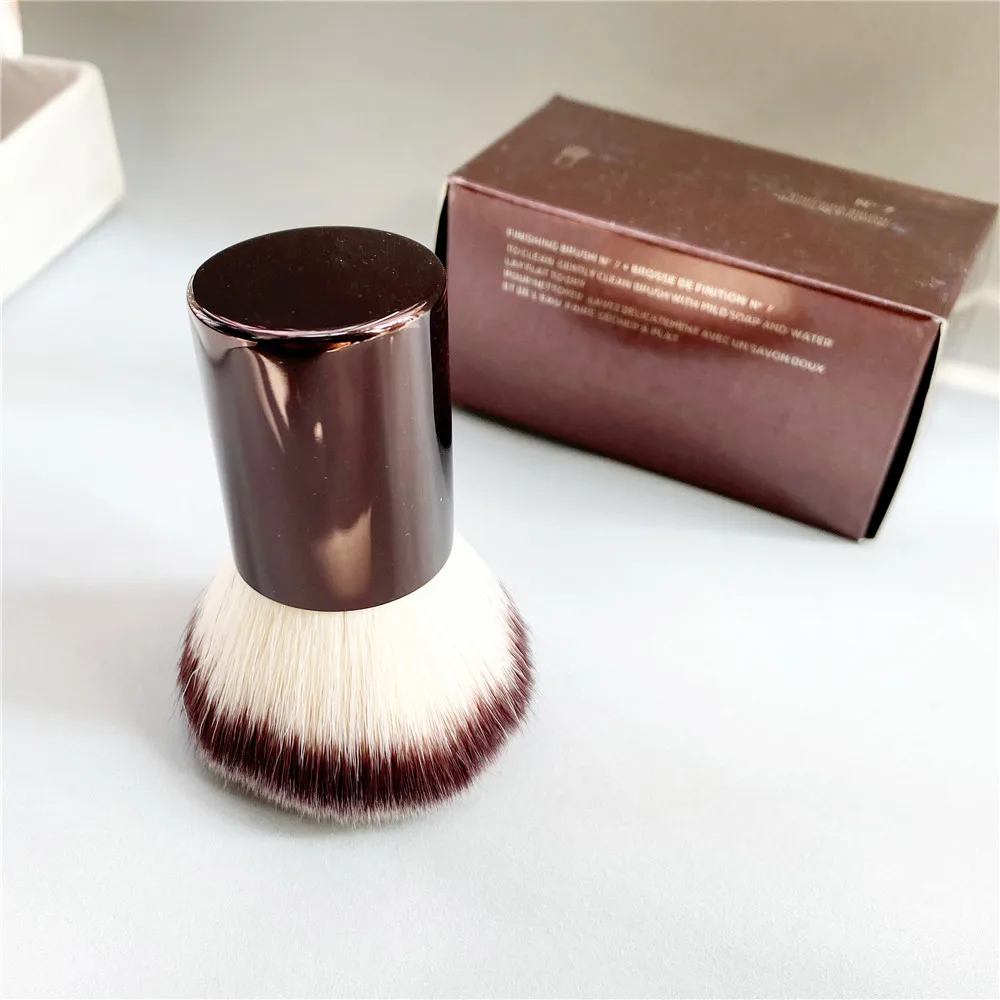 hourglass No.7 Finishing Makeup Brush Portable Powder Blush Bronzer Kabuki Brush Brown Metal Beauty Cosmetics Tool