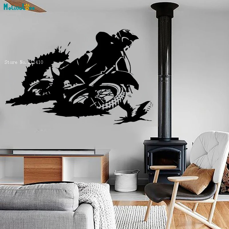 Motorcycle Turn Around Boys Wall Decals Kids Sticker Nursery Art Teenager Release of Passion Removable Poster YT2793