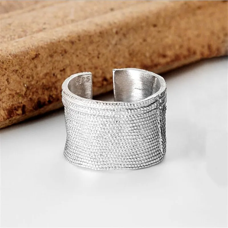 Neue Mode Persönlichkeit INS Unregelmäßige Geometrische 925 Sterling Silber Schmuck Rinde Bump Muster Exquisite Öffnung Ringe TYB026