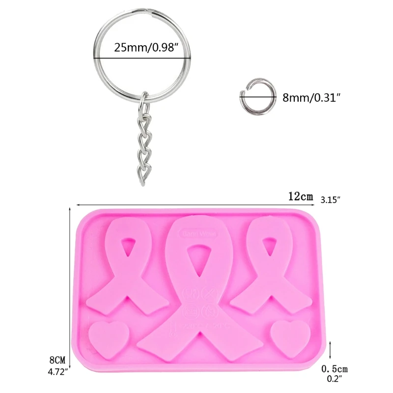 Handmade AIDS Cancer Awareness Bow Keychains Resin Mold Silicone Red Ribbon Bow Epoxy Resin Mold Jewelry Making Tools