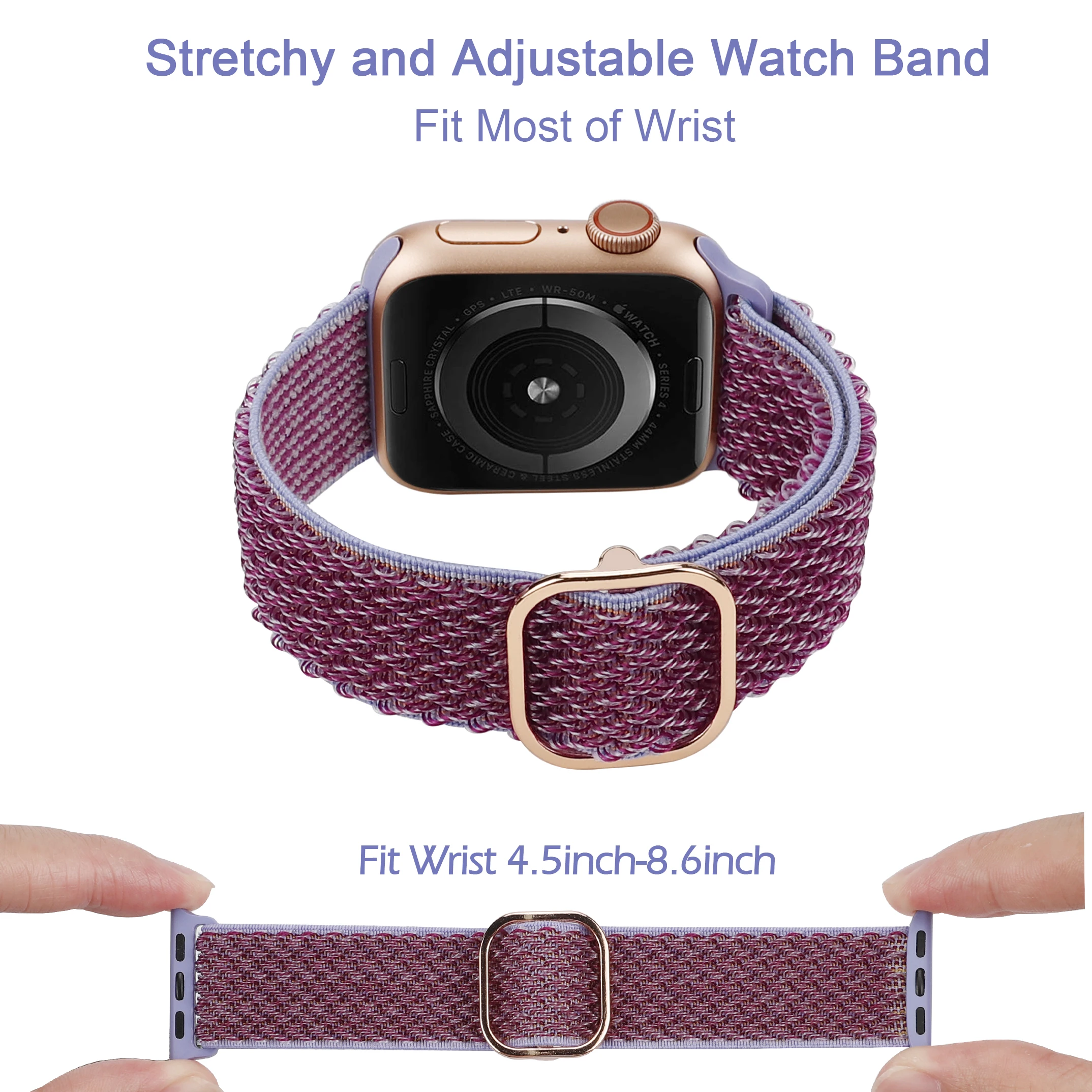 Wearlizer Elastic loop Nylon Strap for Apple Watch Band 49mm 40mm Stretchy Scrunchies Adjble Wristband for iWatch Series 6 5 4 3