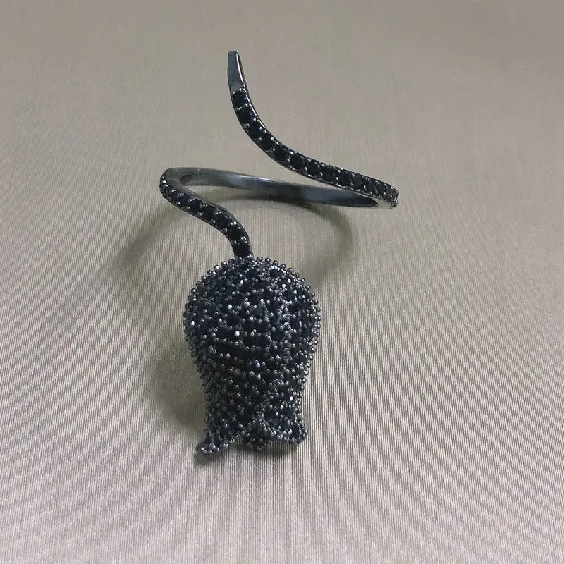 

Bilincolor Fashion Flower Tulip Black Open Ring for Women